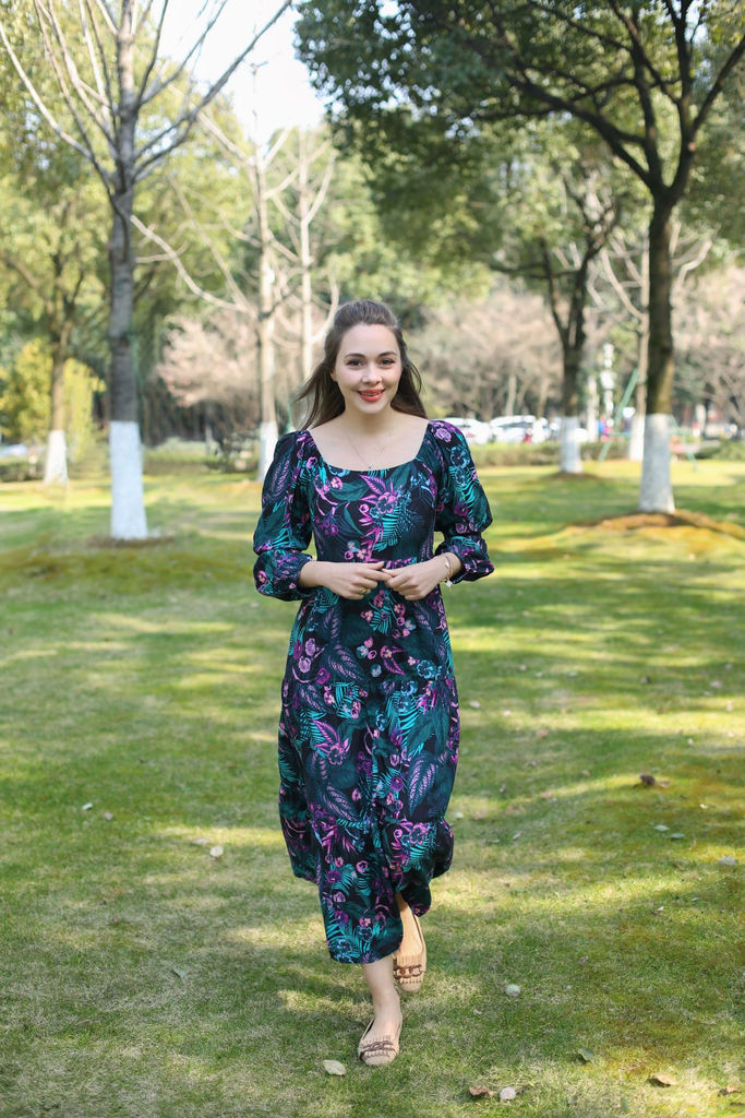Long Sleeves Layla Dress Navy Floral