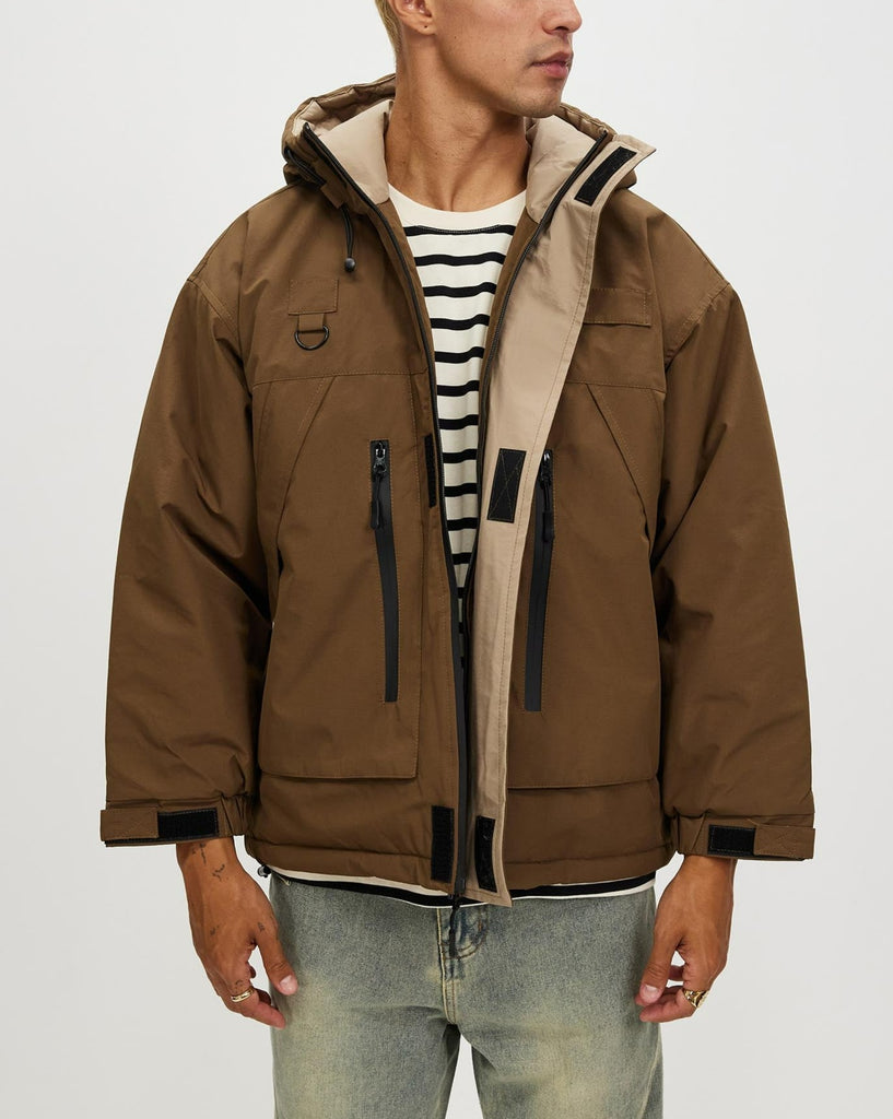 Men's winter coat waterproof jacket for warmth with multiple pockets