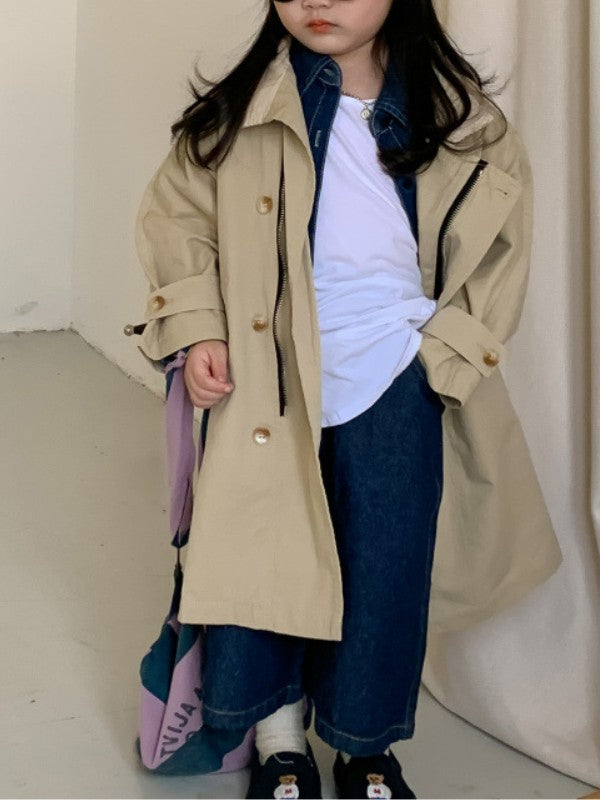  Girls Lightweight Trench Coat Single Breasted Classic Belted Jacket Spring Fall Outwear Dress Coats