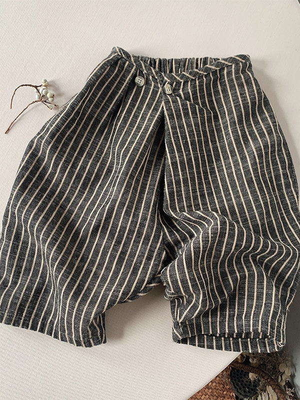 Boys' cotton brown striped pants