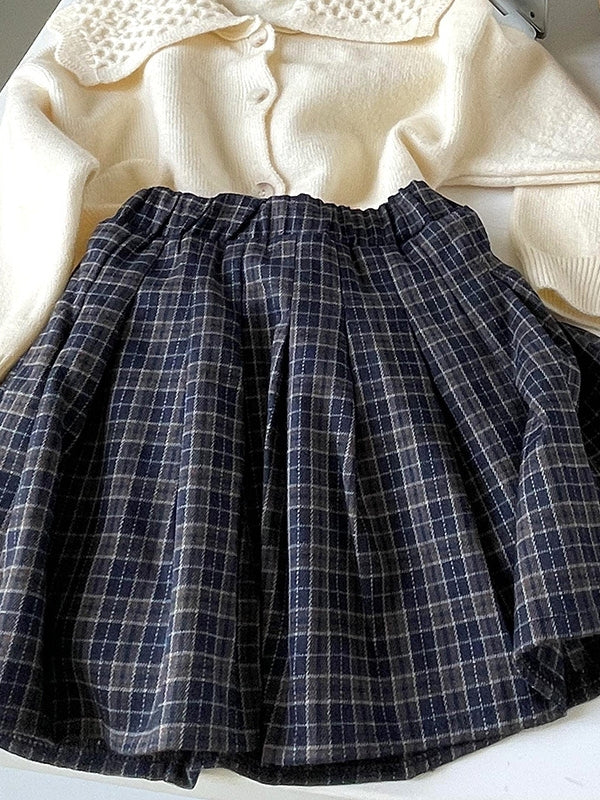 Mini Plaid Pleated School Skirts with Comfy Stretchy Band Skirt Size