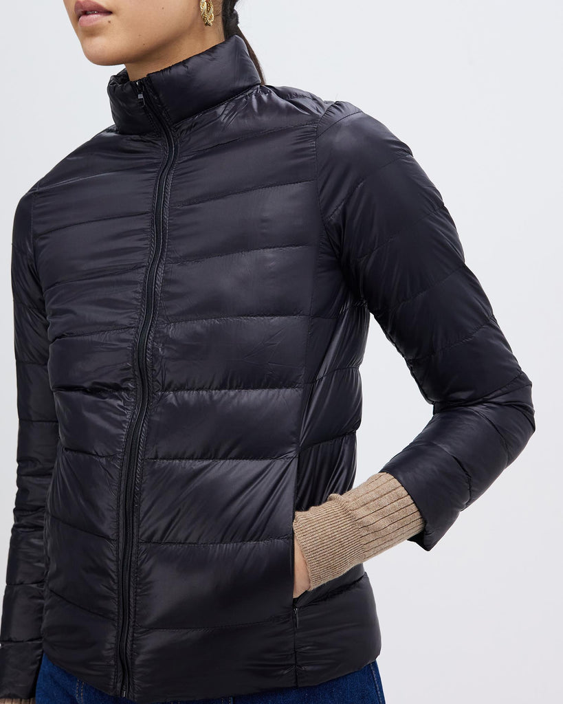 Women's Lightweight Short zipper Packable Accent Puffer Jacket, Water-Resistant Winter Coat