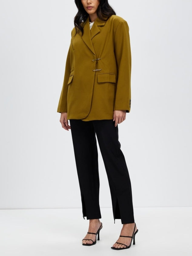 Women's Oversize Button Front Long Sleeve Blazer Work Office Jacket