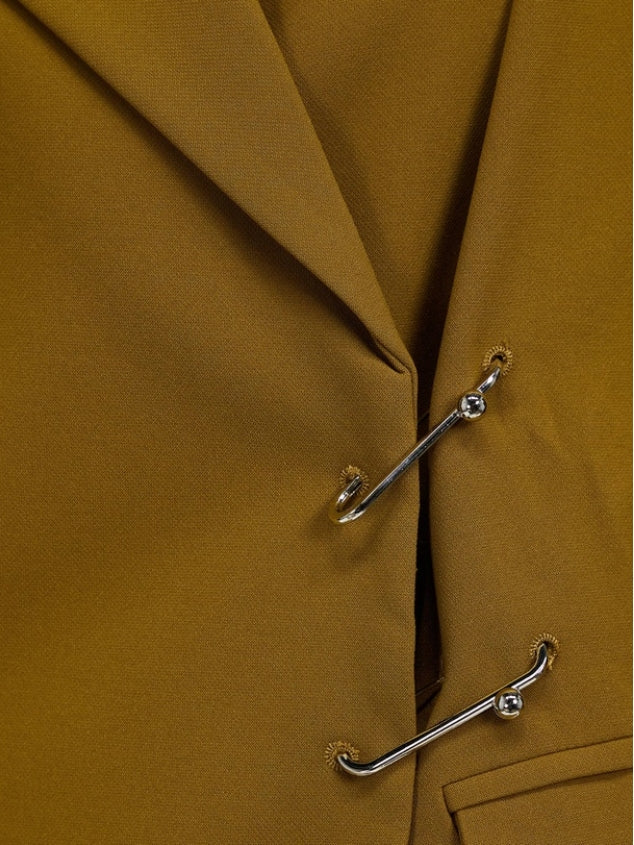 Women's casual fashion versatile yellow suit jacket