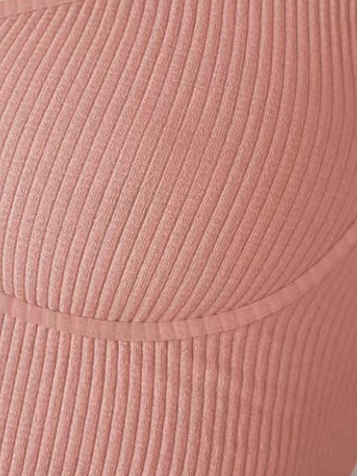 Women's Knitted Ribbed Pink Vest Detail Image