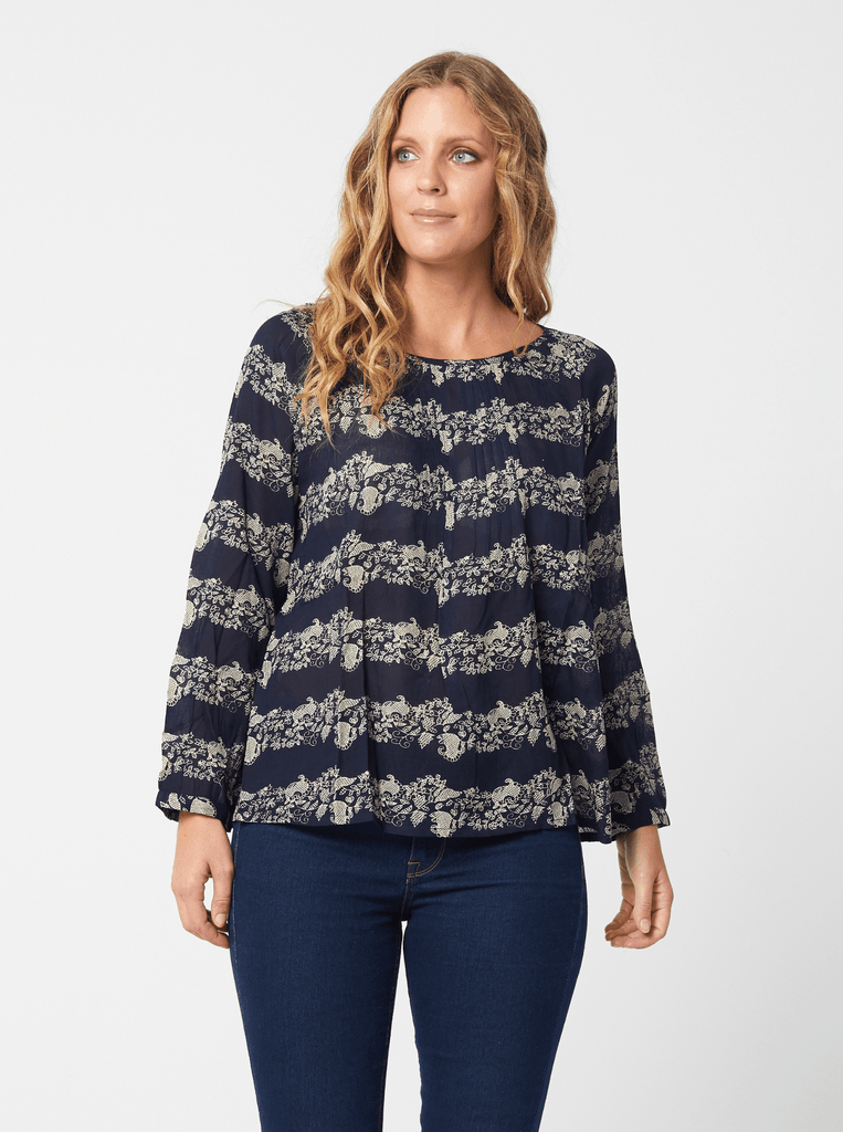 AW2020 Clothing Top BARBARA Top in Navy Print