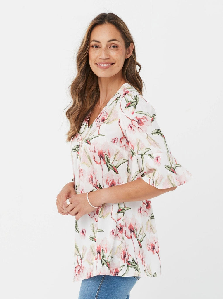 SS2021 Top Hanneli Top - Pink Floral/Viscose