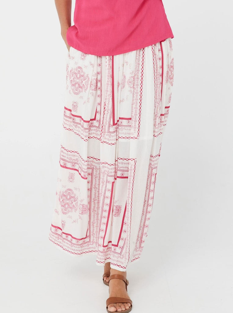 Woman Maxi Skirt Lacey Skirt - Raspberry Print