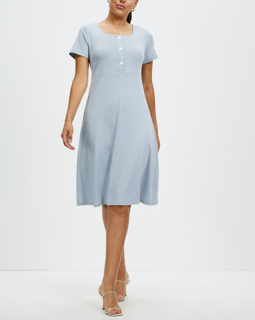 Women's Polo Dress Short Sleeve Cotton Casual Workwear Button
