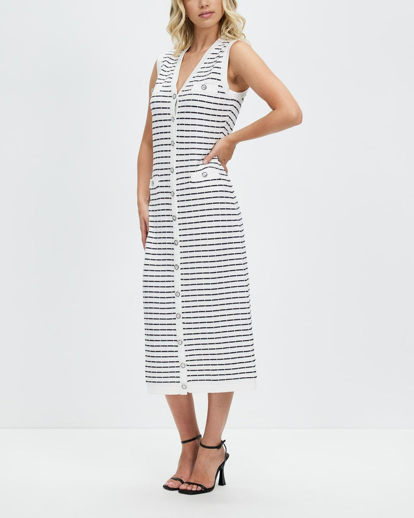 Knitted Striped Sleeveless Vest Dress