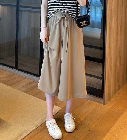 Elastic High Waisted Loose Wide Leg Pants