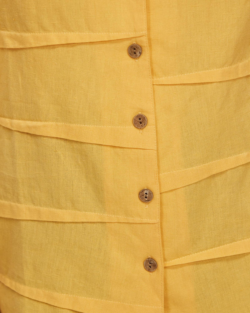 3/4 Sleeve Cotton Slim Fit Shirt Yellow Top