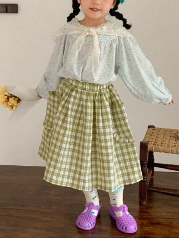  Girl's Ditsy Floral Print A Line Skirt Elastic High Waist Flowy Midi Skirt