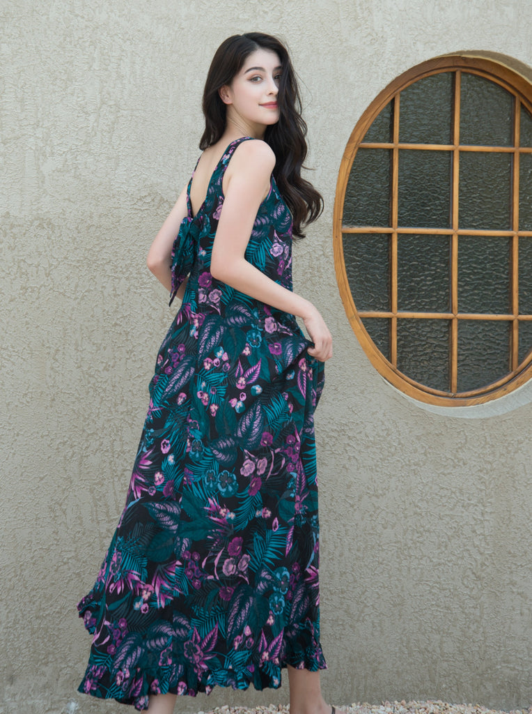 Sleeveless Women's Printed Loose Elegant Dress Side