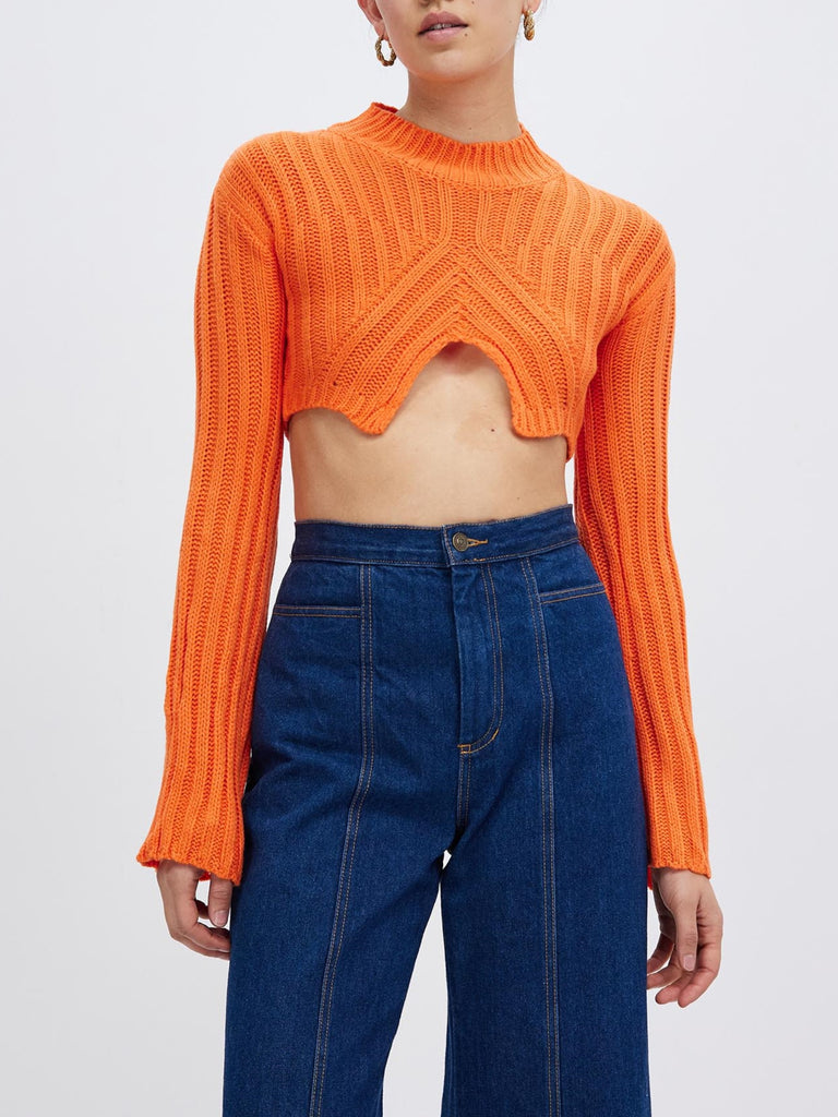 Women Skin-friendly Fabric Sweater Fashionable Orange Sweater 