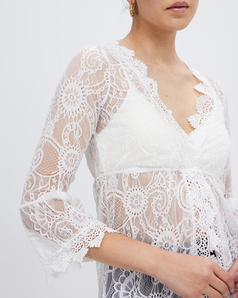 Women's white lace beach cover-up long cardigan