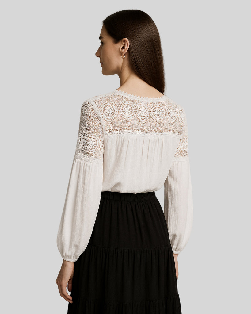 Woman Long Sleeves Casual Top Winter Top Holiday Top White Top Sheree Top | White | Cotton