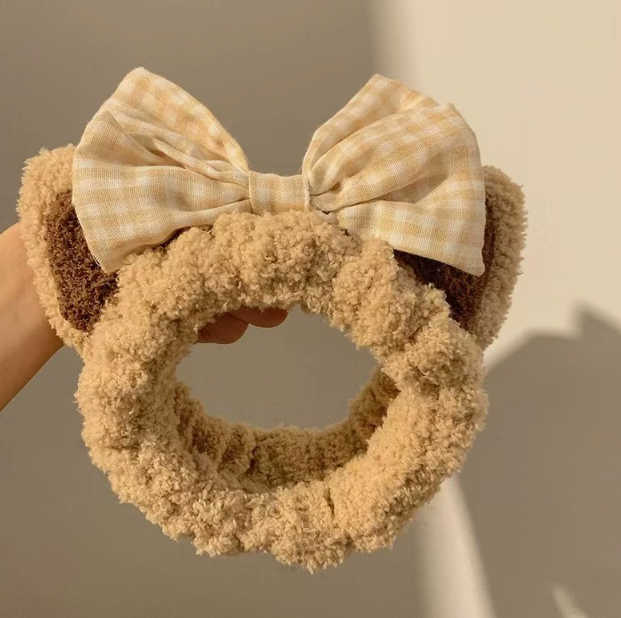 Cute Make Up Cat Ears Headband Plush Animal Makeup Skincare Headbands with Face Washing
