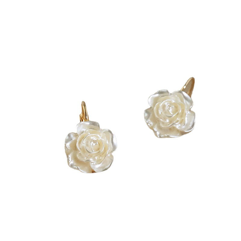 KAJA Clothing earring Diamond-studded Camellia Earrings White