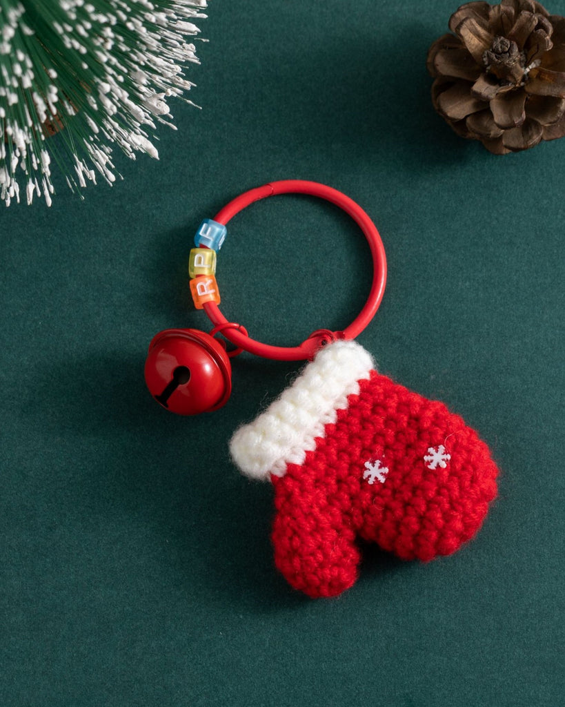 Knitted Christmas Stocking Keychain