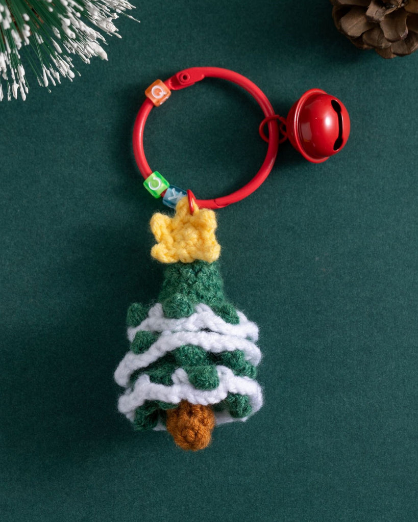 Knitted Christmas Tree Cake Keychain