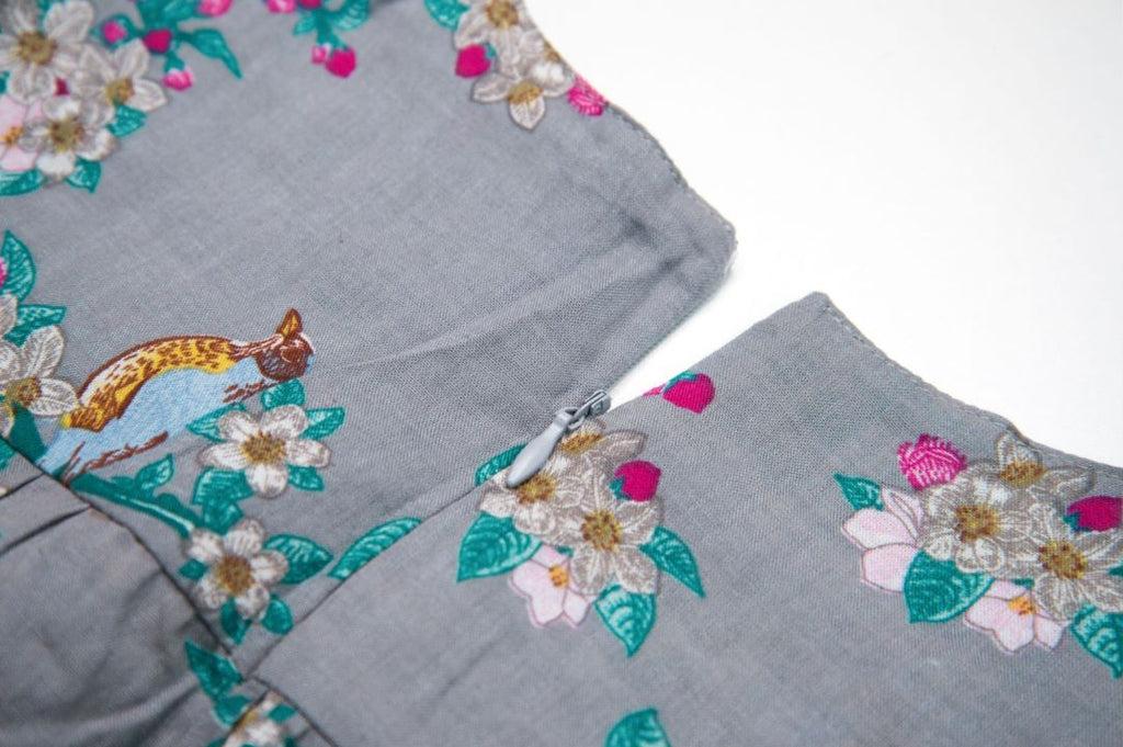 Women's Sleeveless Loose Blossom Bird Print Leisure Holiday Dress Zipper Details