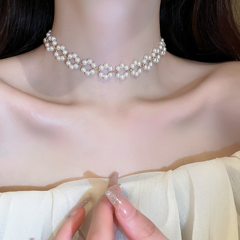 Vintage Pearl Necklace Women's Artificial Pearl Drop Oil Necklace Bridal Wedding Party Summer Necklace
