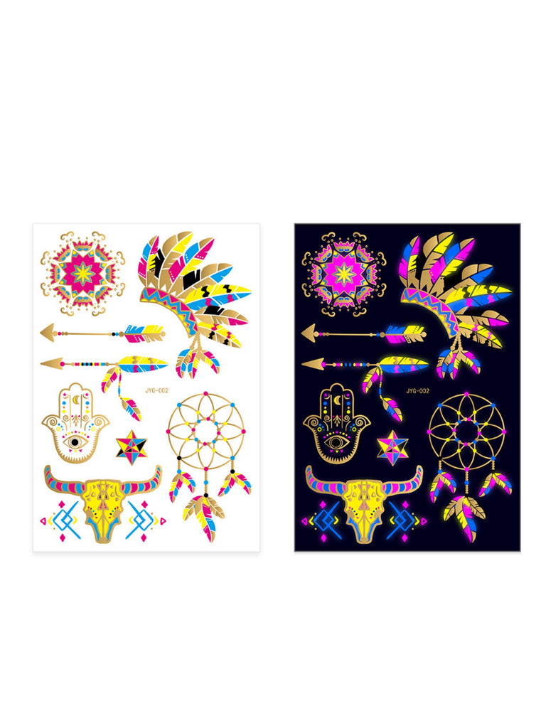 Bright fluorescent tattoo stickers, you can choose a variety of styles to try