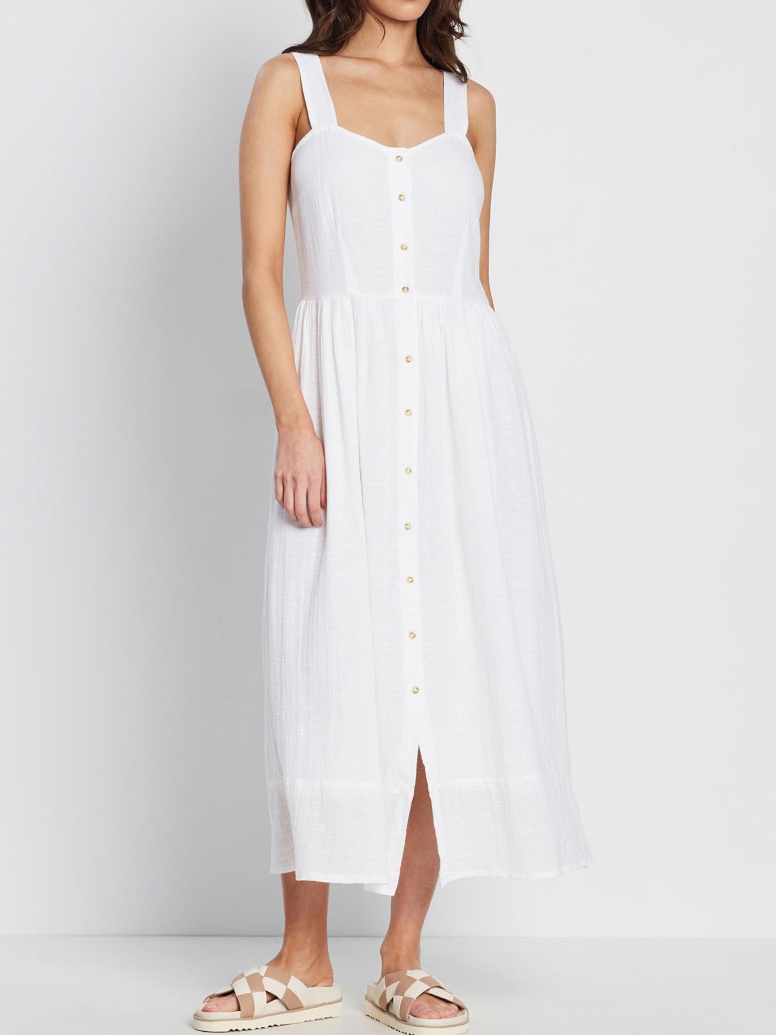 Woman Singlet Dress White Dress Non-sleeves Solid White Dress by Kaja ...