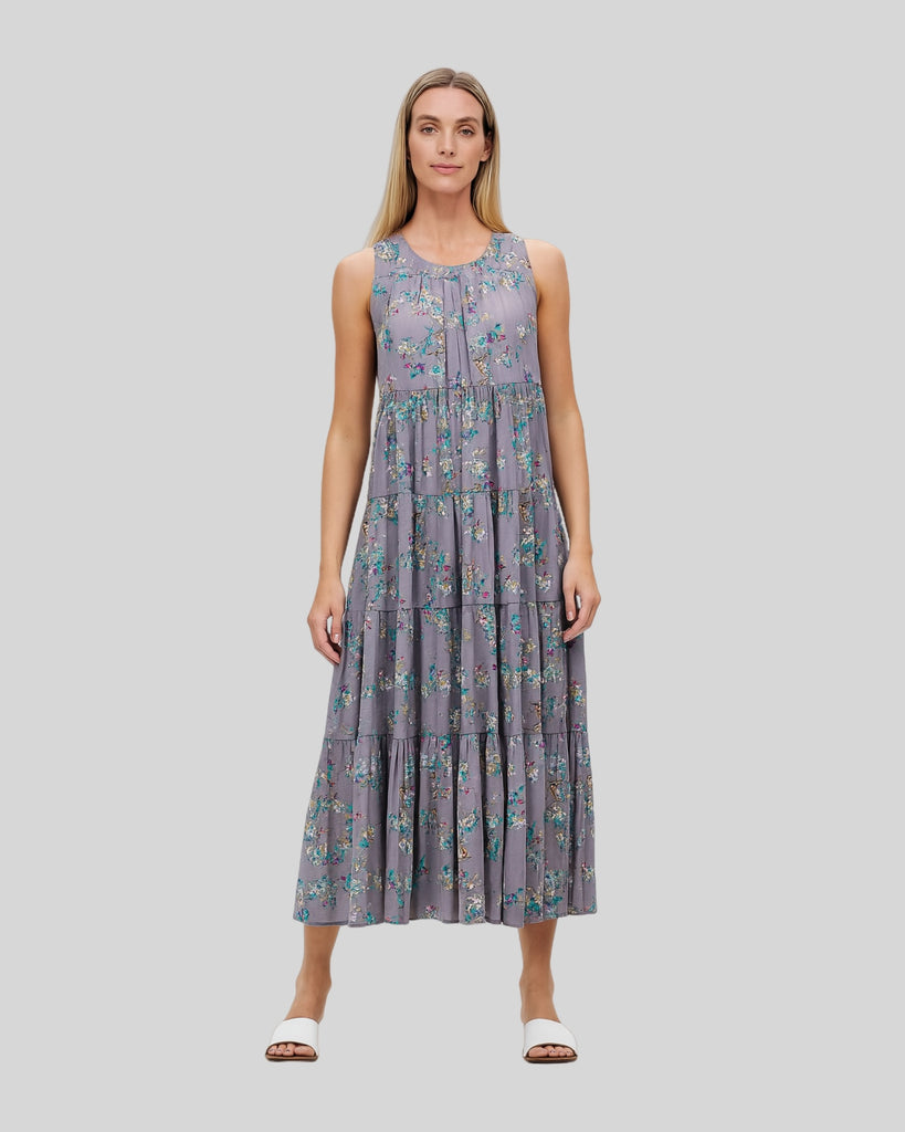Woman Non-Sleeves Maxi Dress Casual Holiday Dress Lauren Dress - Floral Birds Print