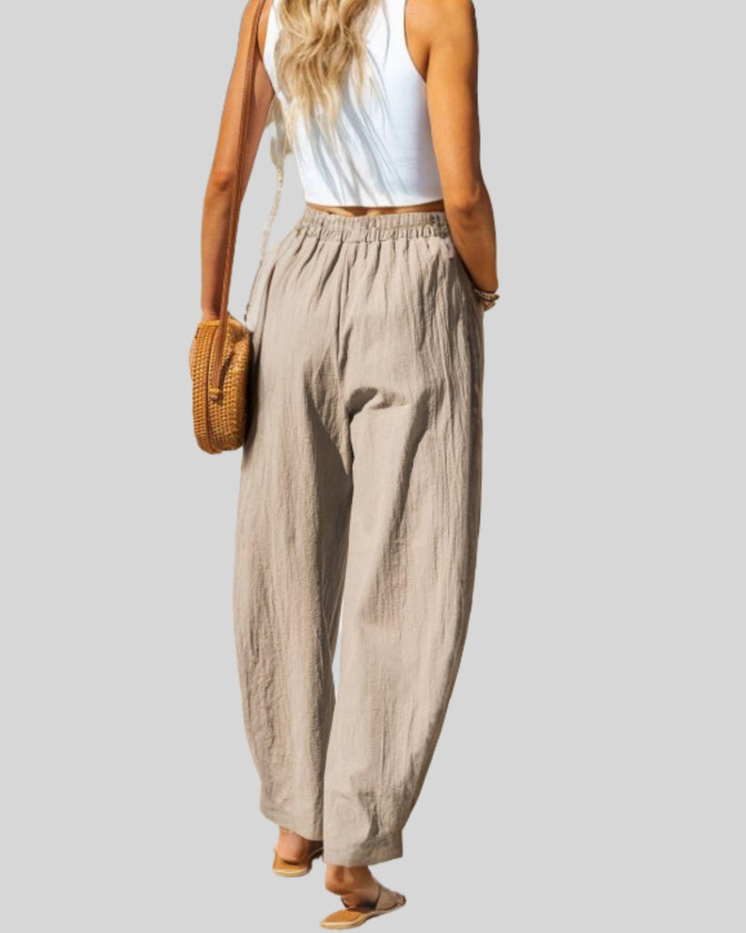 Women's Summer   Loose Cotton Linen banana Pants Khaki
