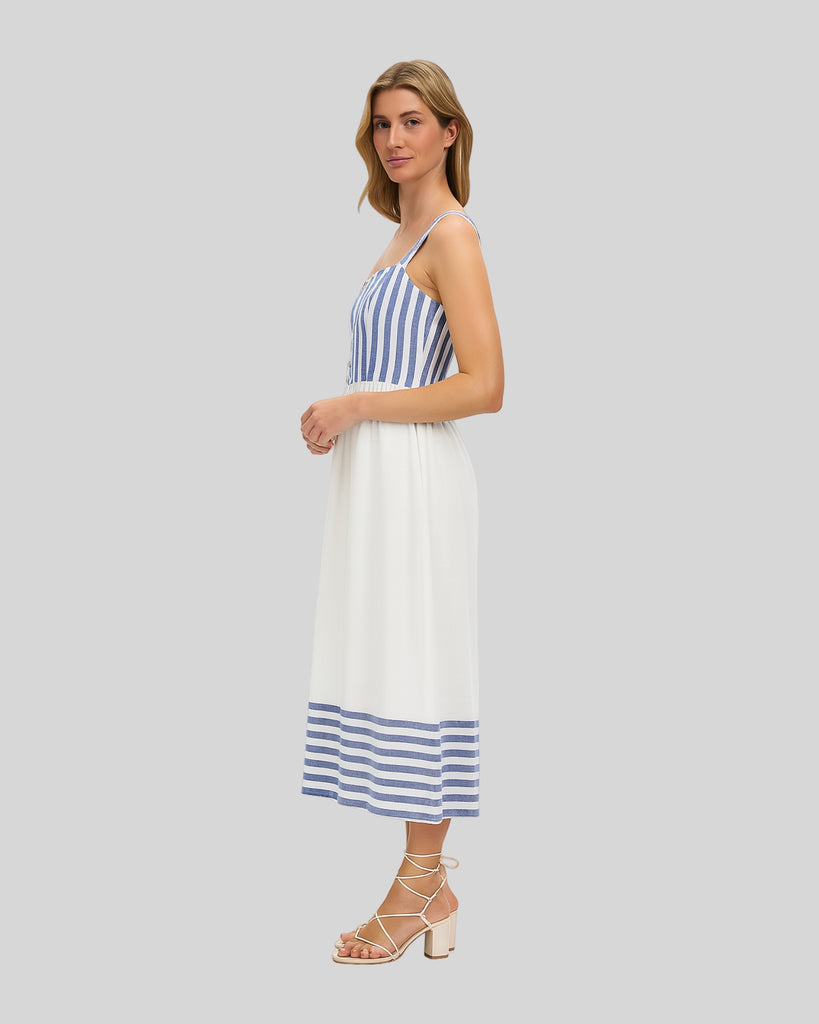 Women's sleeveless striped cotton casual dress