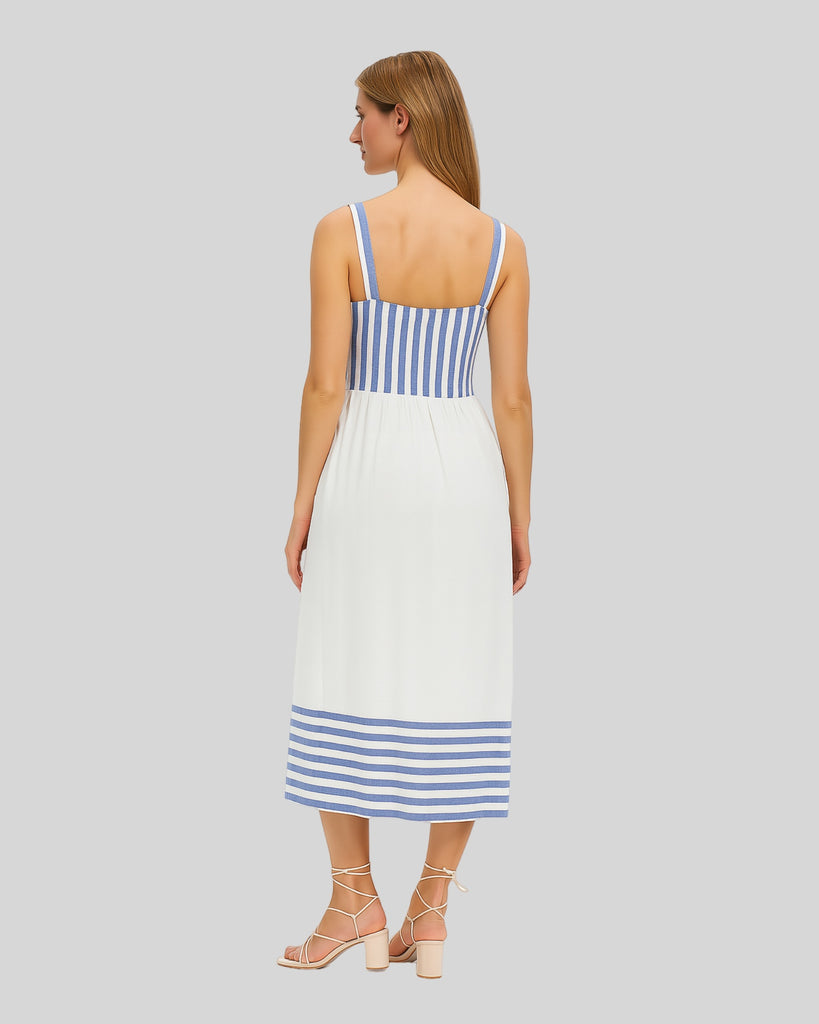 Women's sleeveless striped cotton casual dress