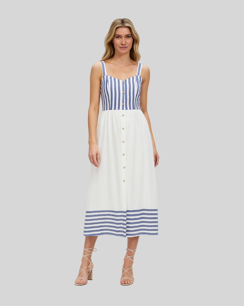 Women's sleeveless striped cotton casual dress