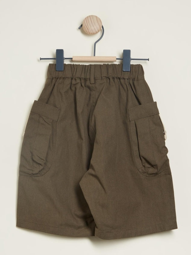 Boys' Men's Pull on Cargo Shorts Full Elastic Waist Casual Shorts with Multi Pockets