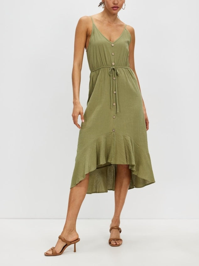 Women's long slip dress with hemline