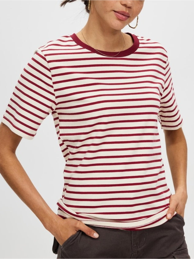 Women's Casual Striped Print Crew Neck Short Sleeve T Shirts Tee Tops