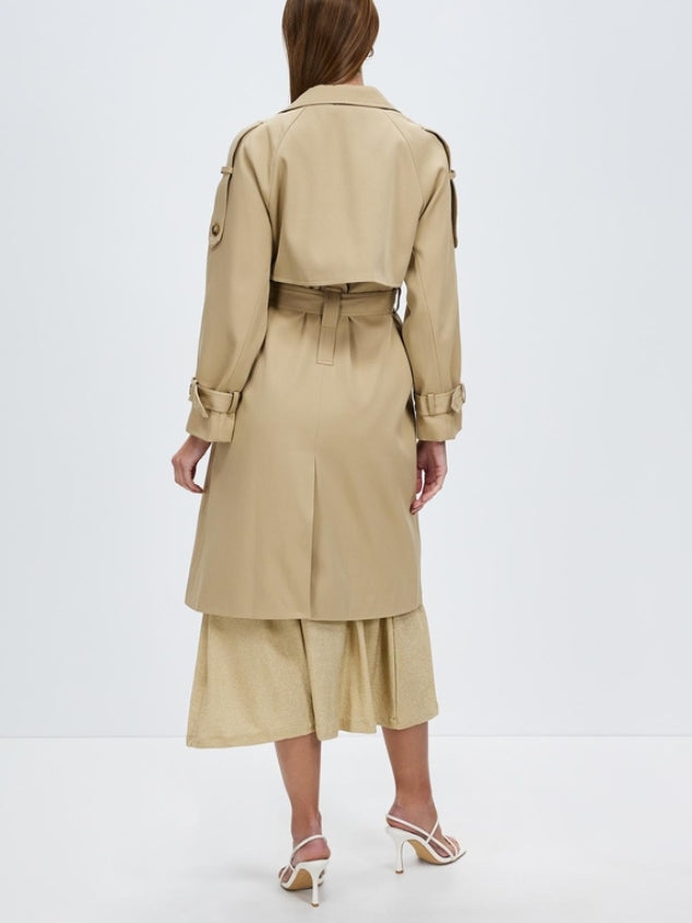 Women's Length Double-Breasted Trench Coat with Belt