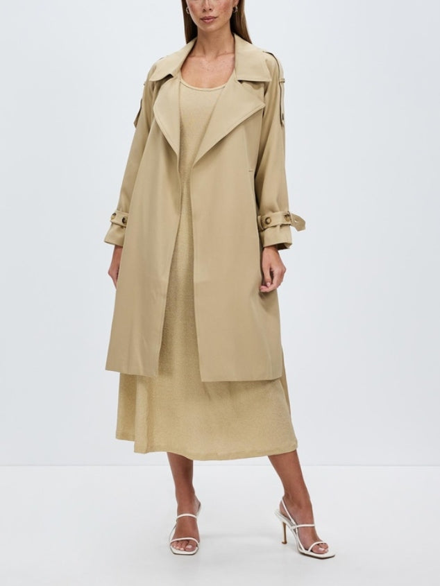 Women's Length Double Breasted Trench Coat Lapel Jacket with Belt