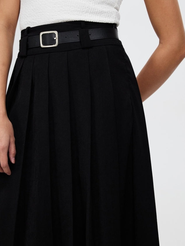 High waisted pleated A-line women's casual half skirt