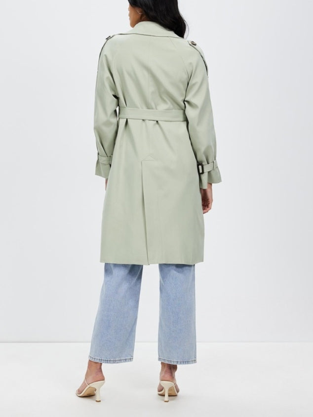 Classic lapel mid length versatile trench coat for women