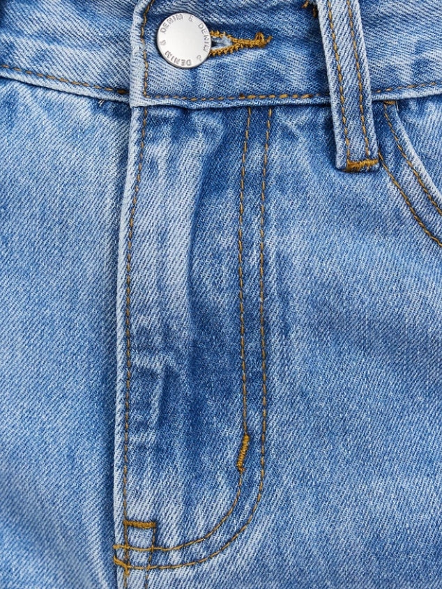 High-waisted cotton straight leg jeans