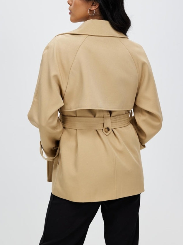 Double Breasted Trench Khaki Coat Jacket with Belt for Women