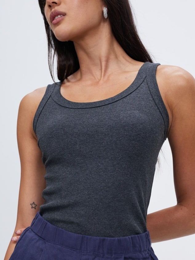 Women's Classic-Fit Cotton Sleeveless Grey Tank Top