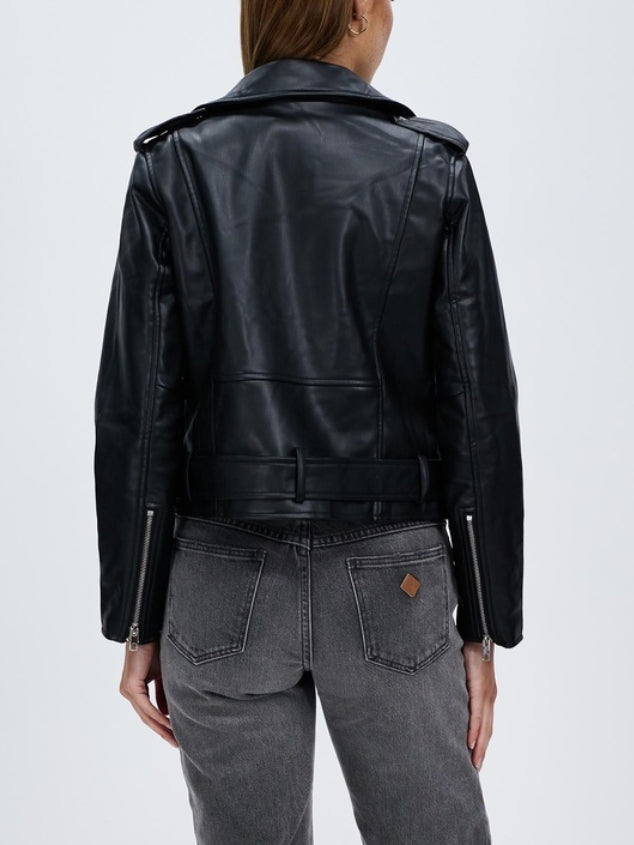 Women's Faux Leather Jackets, Zip Up Motorcycle Short PU Moto Biker Outwear Fitted Slim Coat