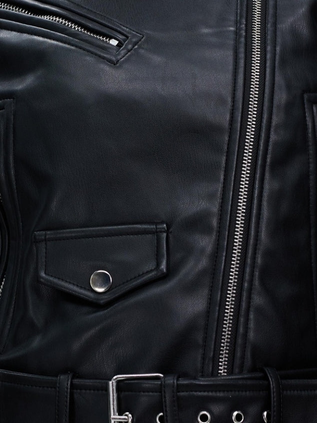 Women's Faux Leather Jackets, Zip Up Motorcycle Short PU Moto Biker Outwear Fitted Slim Coat