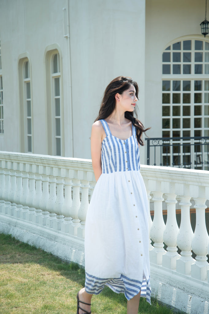 Women's sleeveless striped cotton casual dress