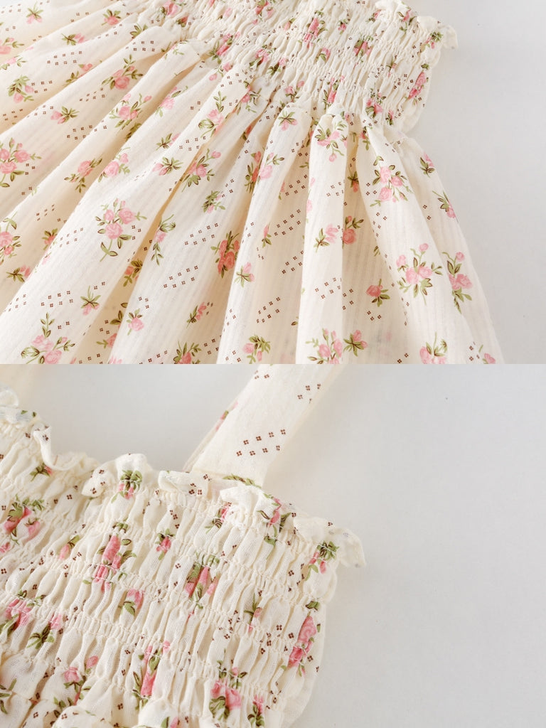 Fashion Smocked Little Girls Slip Sundress Cute Printing Cotton Summer