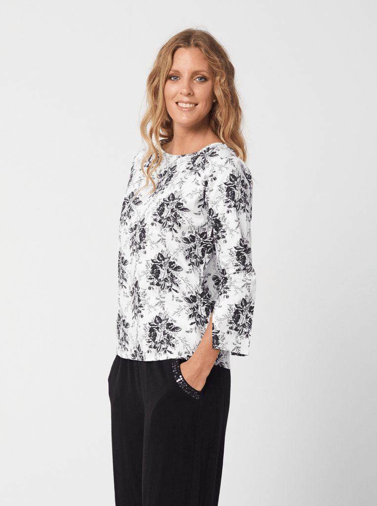 AW2020 Clothing Top JULIET Top in White Floral