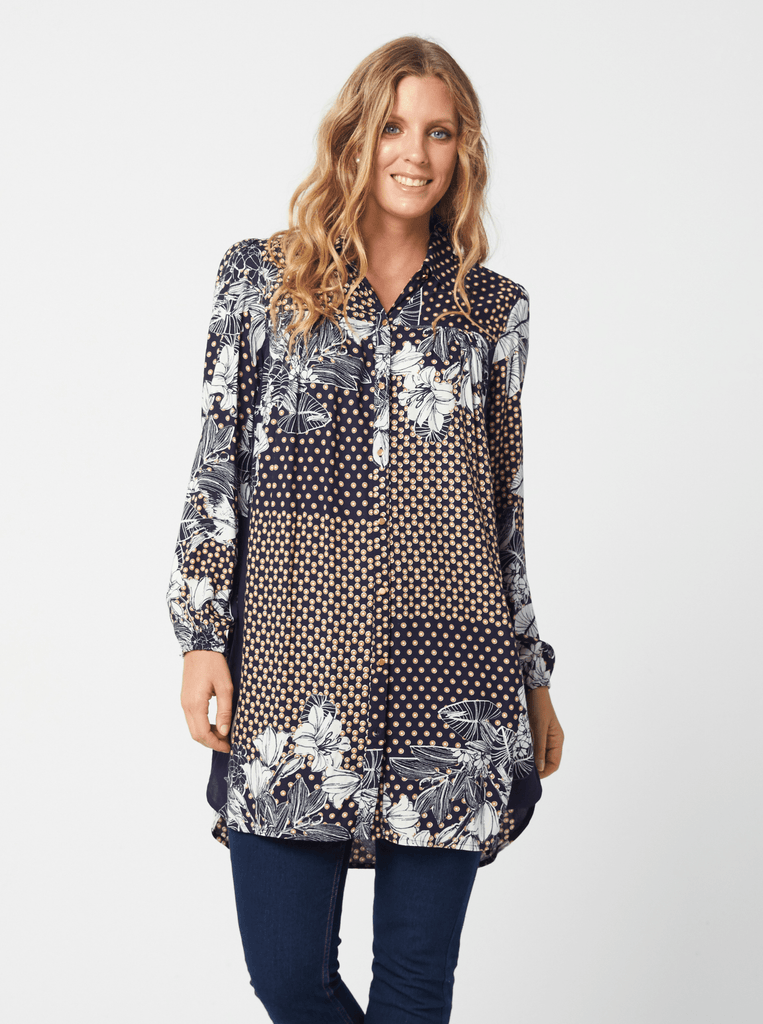 AW2020 Clothing Top NEVAH Top -Navy/Floral